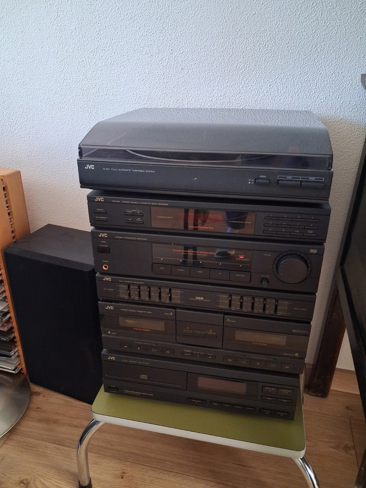 JVC Stereoset met Vinyl, CD, Cassette, Versterker, Equalizer, Audio, Tv en Foto, Stereo-sets, Ophalen, Gebruikt, Cassettedeck