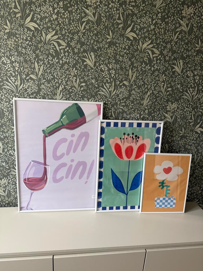Set van 3 witte kunststof lijsten, Ophalen