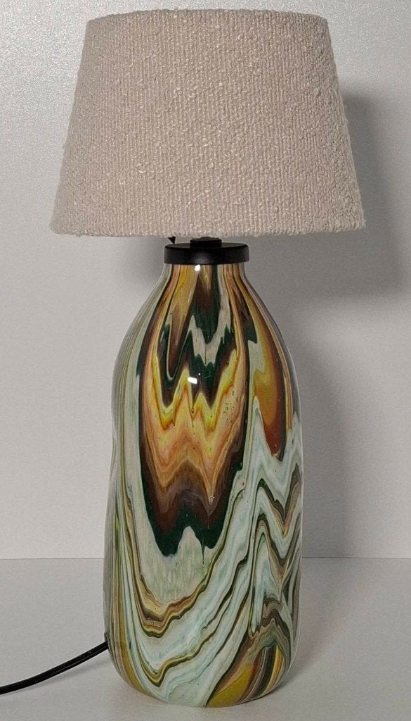 tafel lamp gegoten uniek pouring art kunst epoxy handmade, Ophalen of Verzenden, Nieuw, Glas