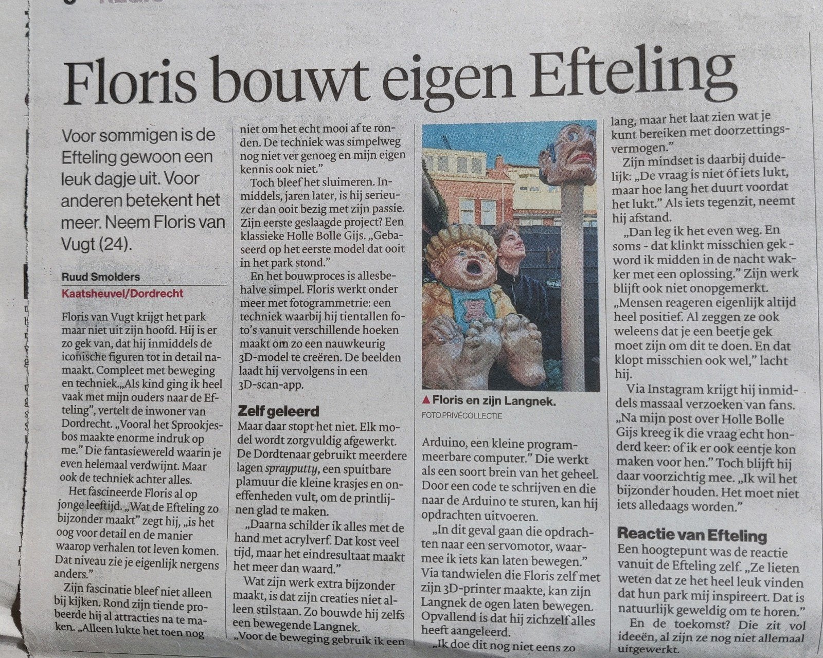 Efteling Krantenartikel knipsel, Ophalen of Verzenden, 1980 tot heden, Nederland, Knipsel(s)