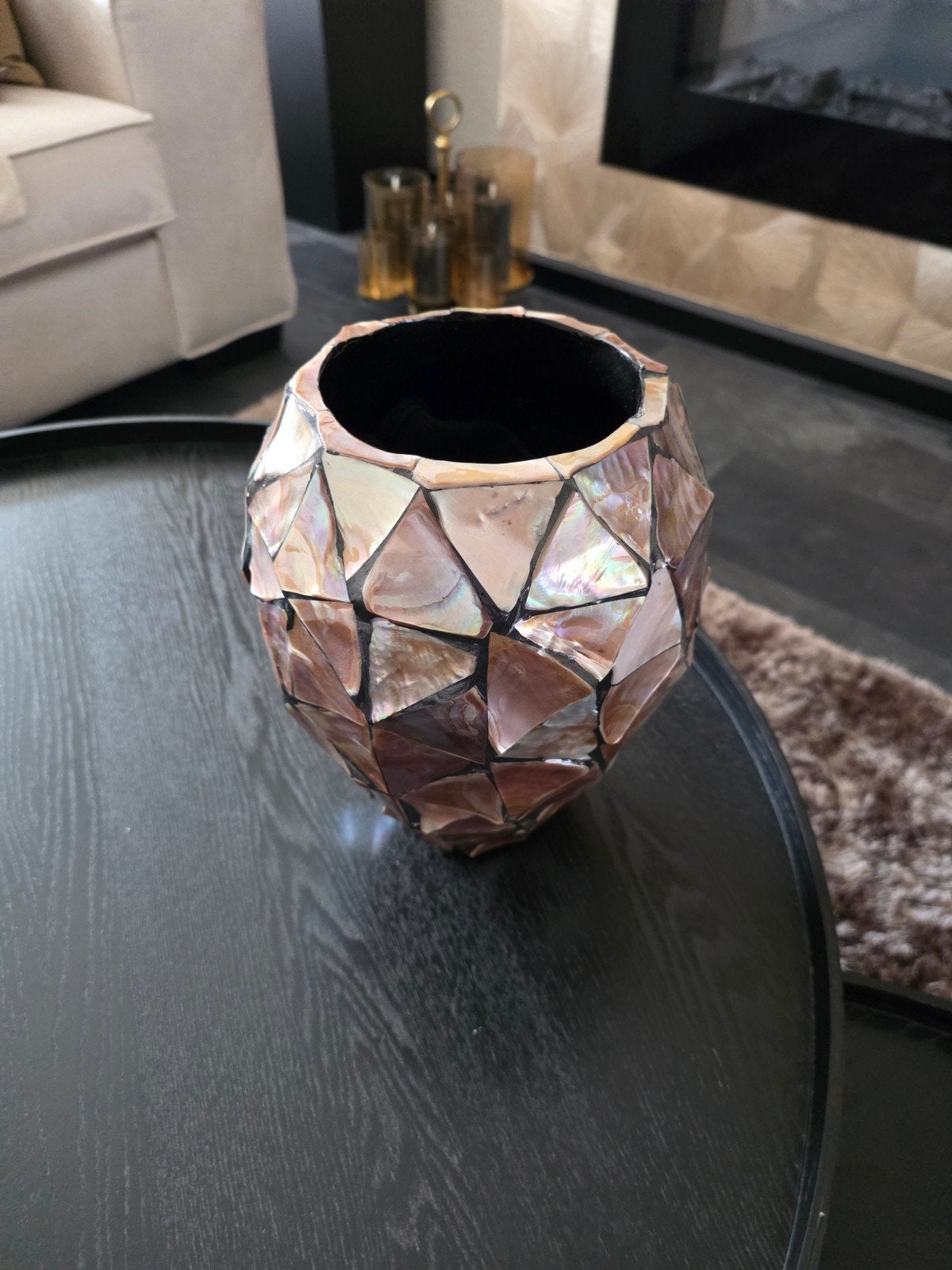 mooie schelpen vazen / potten , eric kuster stijl, Ophalen, Natuurlijk materiaal, Zo goed als nieuw, Handgemaakt