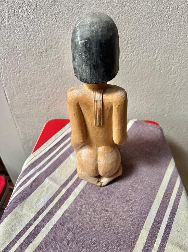 Oud handgesneden beeld van zwangere vrouw uit Peru, Ophalen of Verzenden