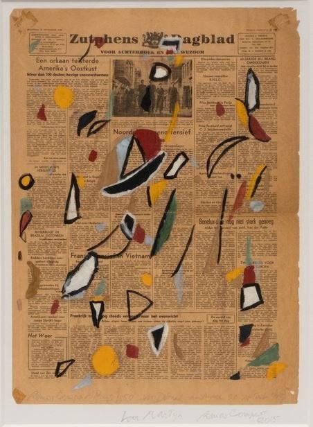 Remco Wouter Campert(1929)Piezografie "Voor Deborah" Ges Ged, Antiek en Kunst, Papier/karton, Ophalen of Verzenden, Collage, Achter glas