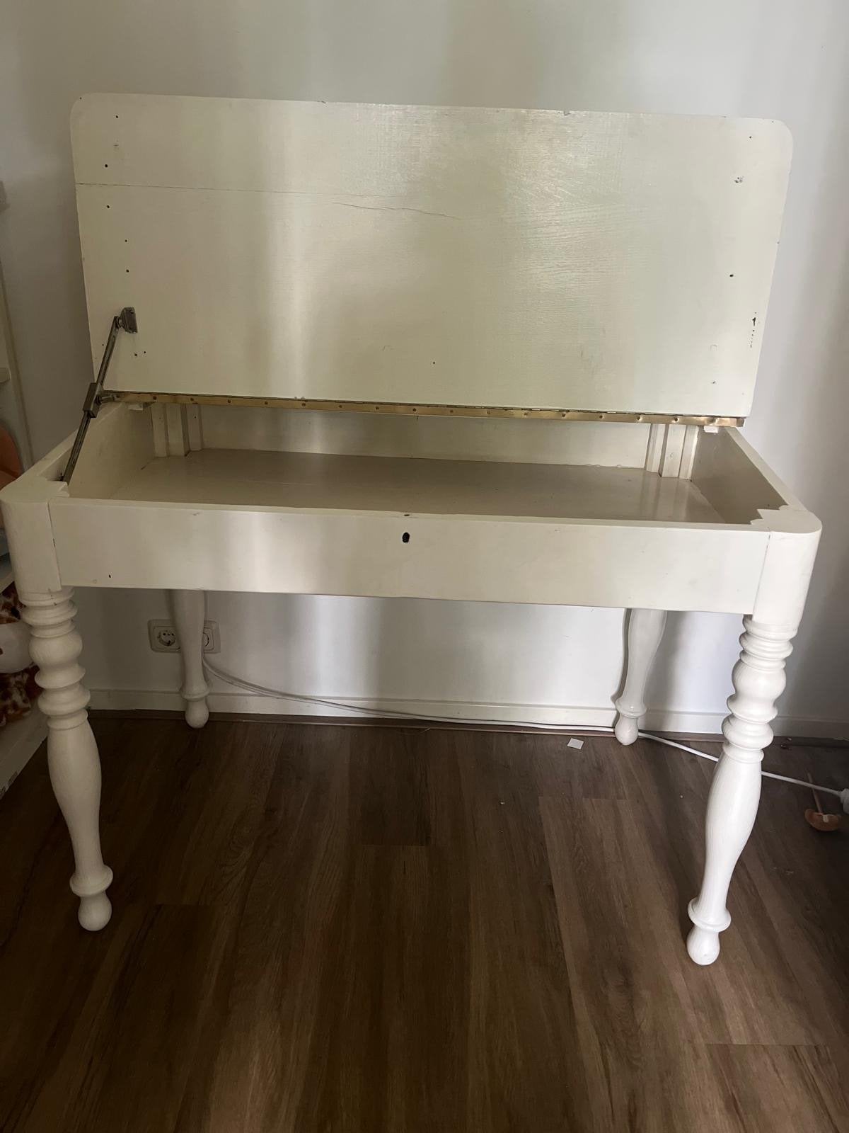 Vintage wit houten bureau met opbergvak, Ophalen