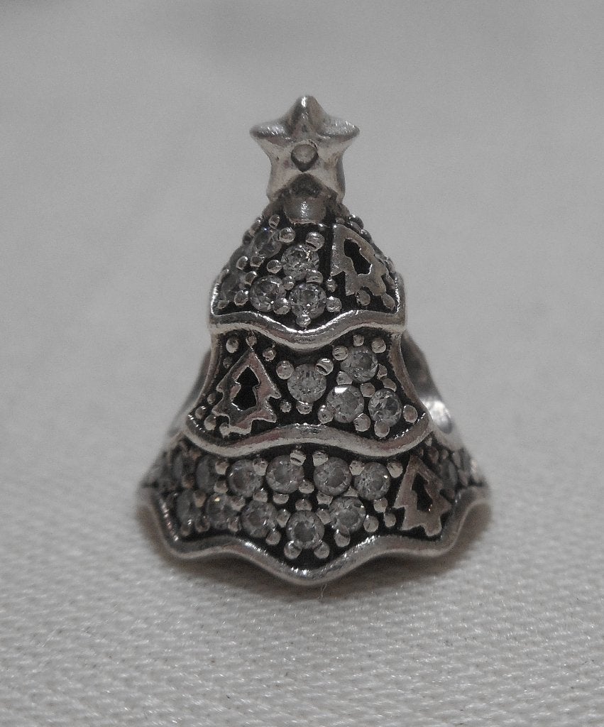 Zilveren Pandora kerstboom bedel nr.1412, Verzenden, Pandora, Zo goed als nieuw, 1 bedel