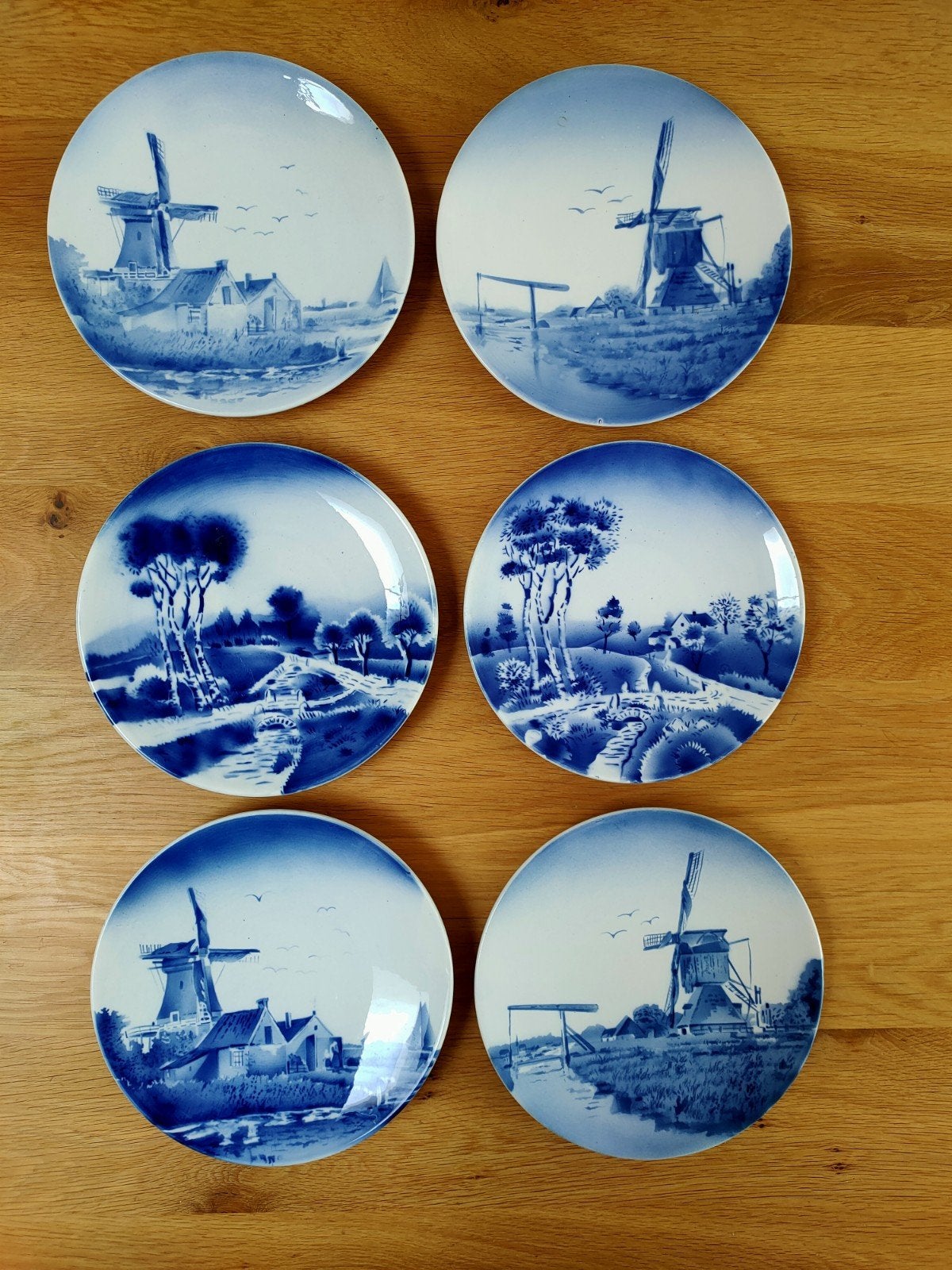 6 blauwe wandborden/ eetborden, Ophalen of Verzenden, Porselein, Overige stijlen, Bord(en)