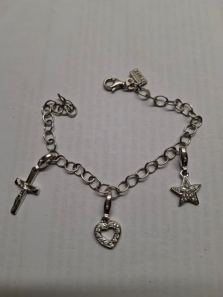Zilveren  armband met  bedels lengte 19,5 cm, Antiek en Kunst, Ophalen of Verzenden