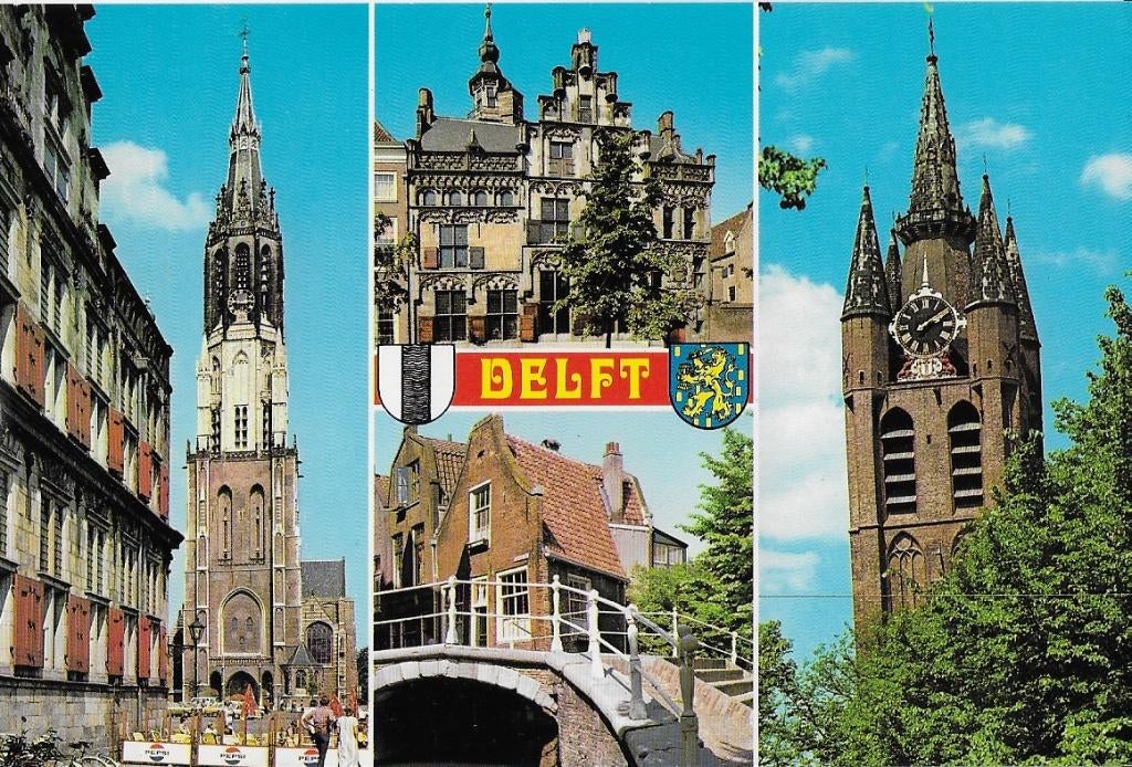 Delft Ongelopen Ansichtkaart (B79, Ophalen of Verzenden, 1980 tot heden, Ongelopen, Zuid-Holland