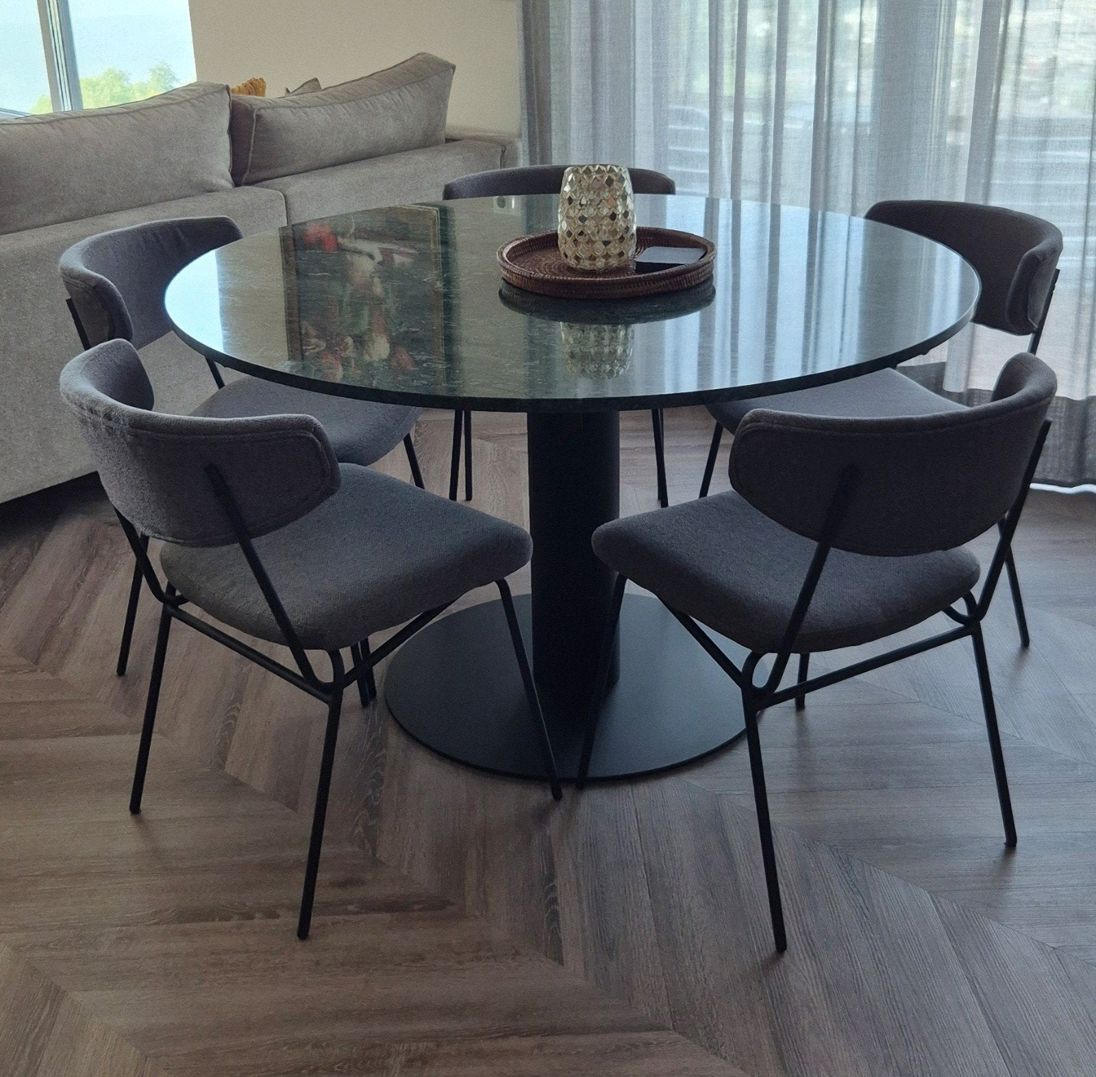 5 By-Boo Crockett eetkamerstoelen - Donkergrijs, Ophalen, Gebruikt, Modern, Industrieel, Metaal