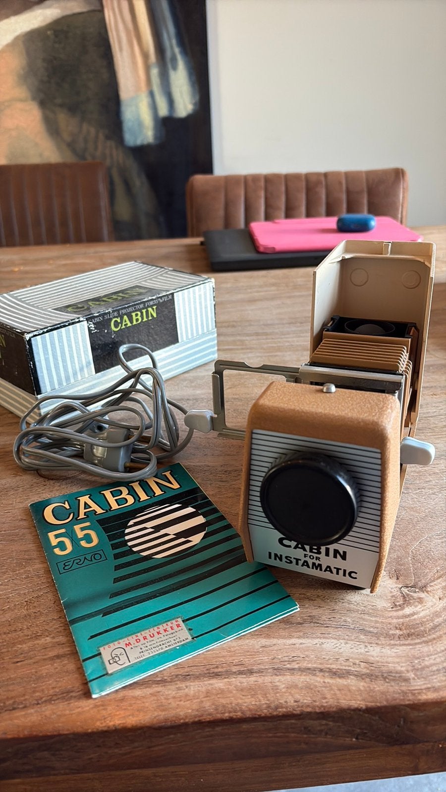 Cabin vintage diaprojector en diaspullen, Audio, Tv en Foto, Diaprojectors, Ophalen of Verzenden, Gebruikt