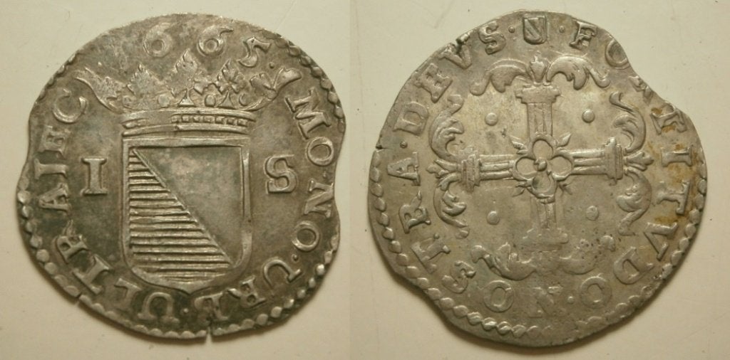 Utrecht Stad Stuiver zilver 1665  - Prachtig, Vóór koninkrijk, Zilver, Ophalen of Verzenden, Losse munt