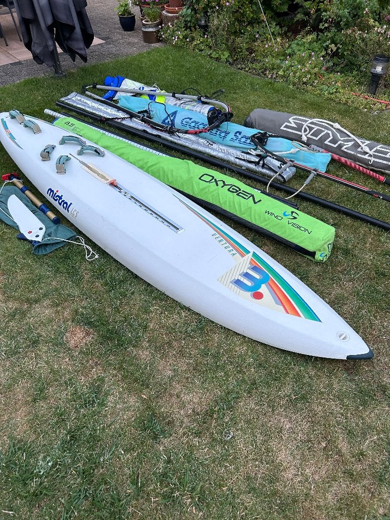 Mistral surfplank zeer complete set (3.0, 4.0, 5.0, 6.4, 8.5, Watersport en Boten, Ophalen, Mistral, Gebruikt, 5 tot 6.5 m²
