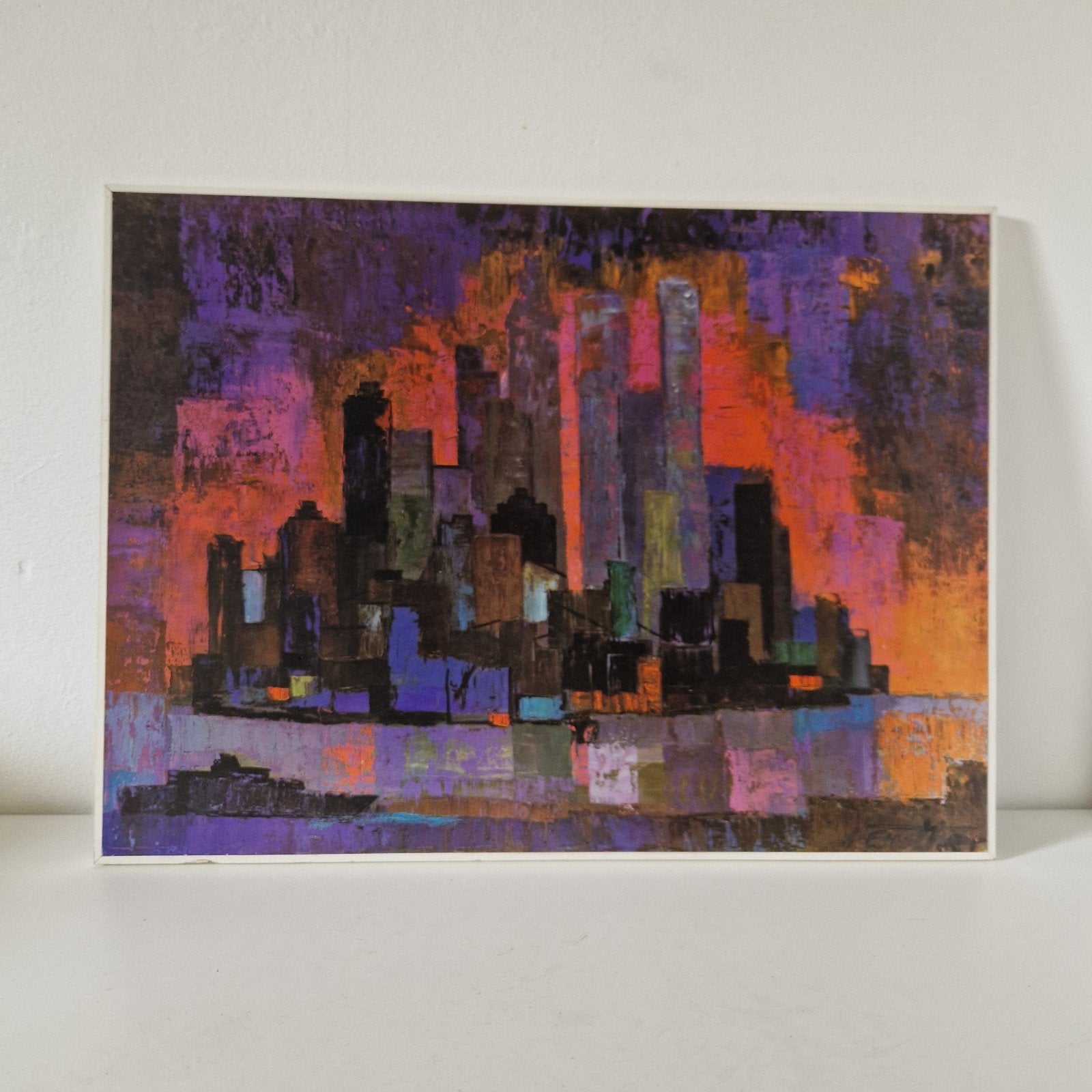 Reuther Manhattan kunstdruk jaren 70 vintage schilderij, Antiek en Kunst, Ophalen of Verzenden