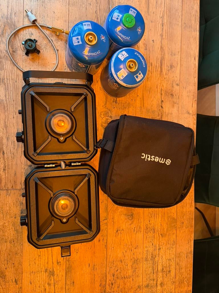 2-pits Mestic kooktoestel +grillplaat | Ideaal voor camping, Caravans en Kamperen, Kampeeraccessoires, Ophalen of Verzenden, Zo goed als nieuw