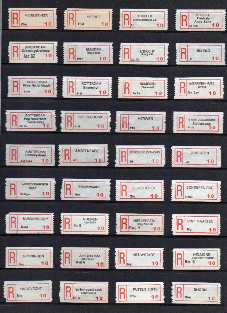 Aantekenstrookjes alle types nummer 10  50 stuks, Ophalen of Verzenden, Na 1940, Gestempeld