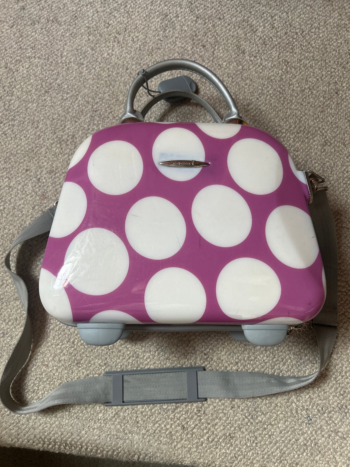Claymore Beautycase - Paars met Witte Stippen, Ophalen, Gebruikt, Paars, Hardcase