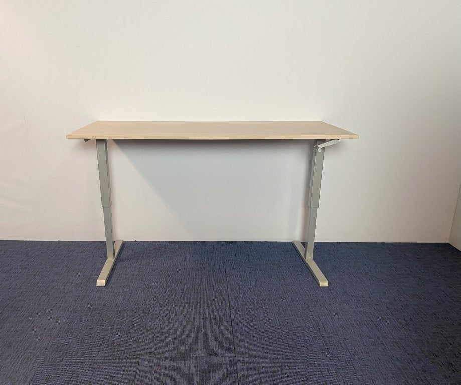 Zit/sta bureau Actiforce, licht eiken blad, 180 x 80 cm., Huis en Inrichting, Bureaus, Ophalen, Gebruikt, 180 cm, In hoogte verstelbaar