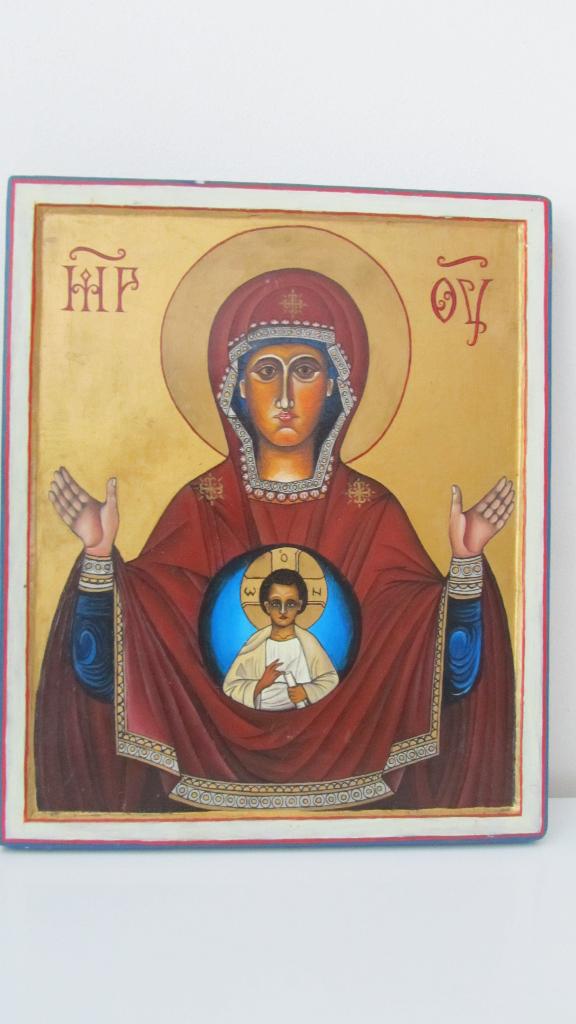 Orthodox Icoon-Handgeschilderd op hout-Maagd Maria-36x30cm, Antiek en Kunst, Antiek | Religie, Ophalen of Verzenden