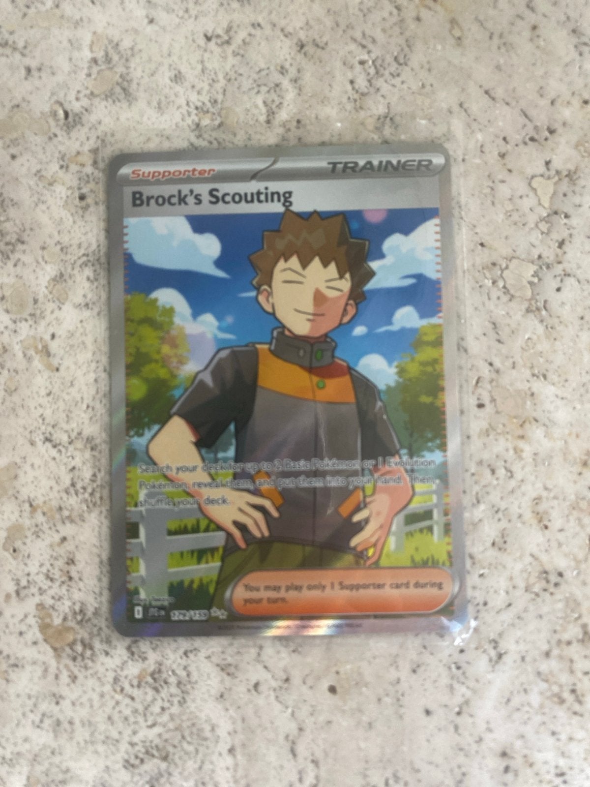 Pokémon TCG: Brock's Scouting Trainer Kaart, Ophalen of Verzenden, Zo goed als nieuw, Losse kaart