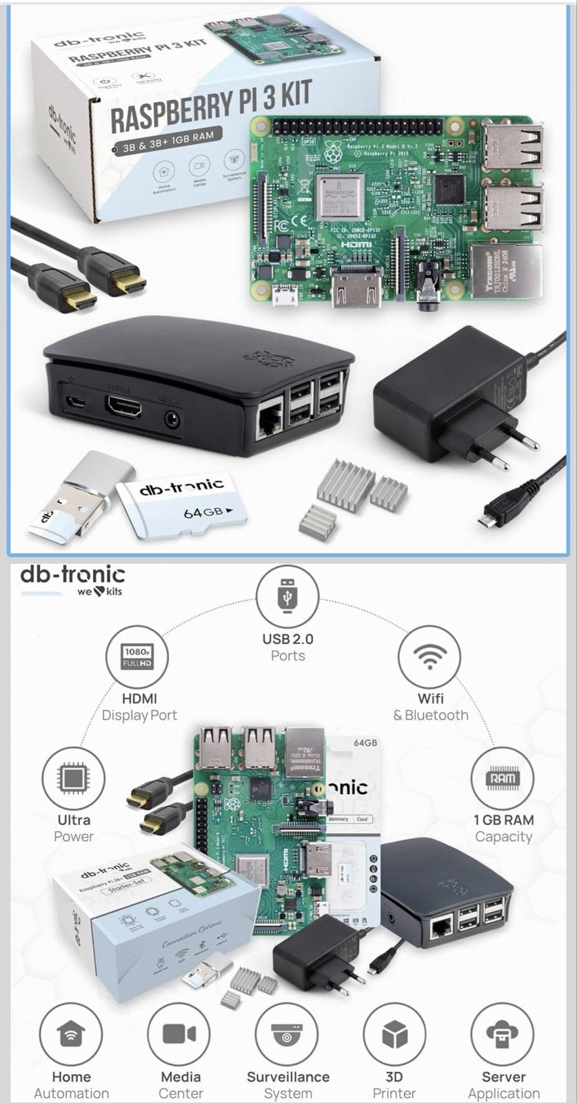 Raspberry Pi 3 Kit - Compleet met 1GB RAM en 64GB opslag, Minder dan 4 GB, Nieuw, Ophalen of Verzenden, Gaming