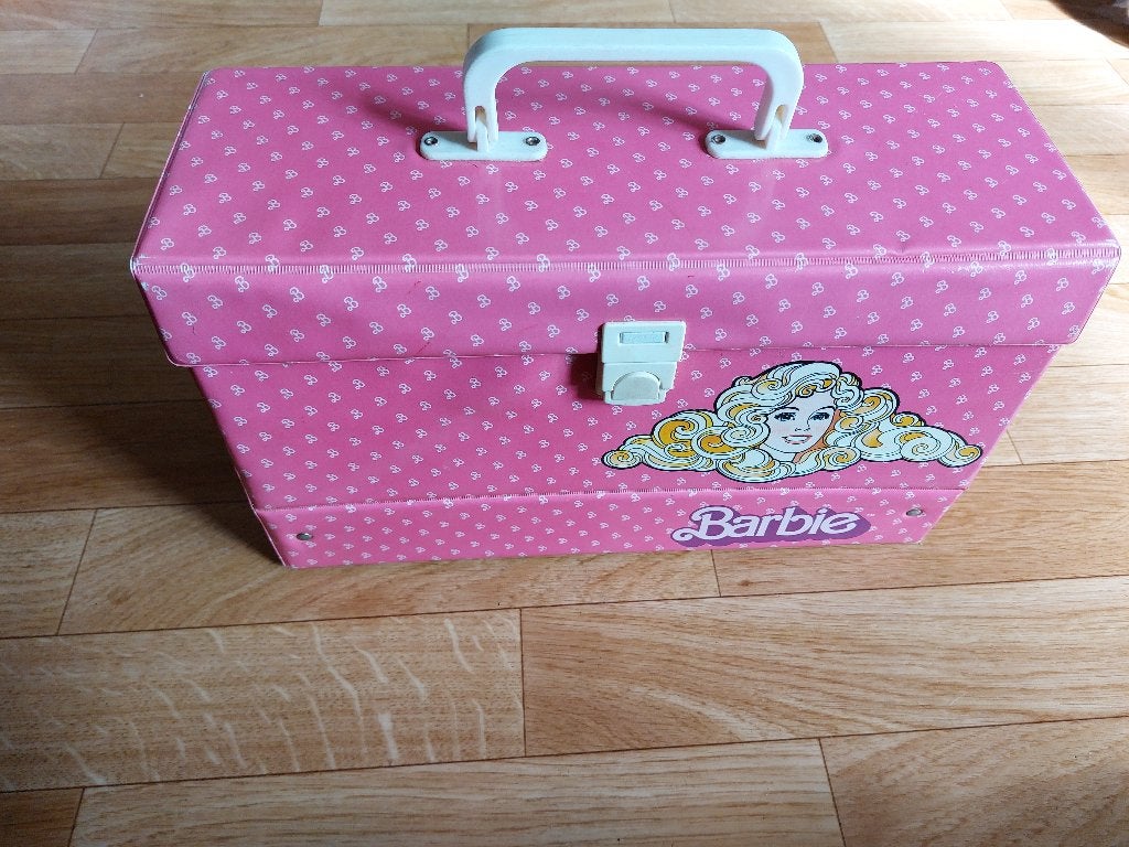 Vintage Barbie koffer - Roze met Barbie-logo, Ophalen of Verzenden, Gebruikt, Accessoires