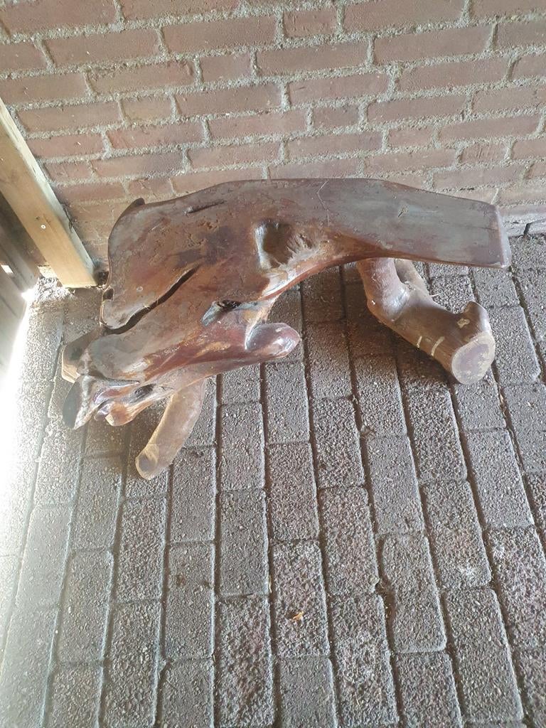 Unieke Boomstam Bijzettafel - Natuurlijke Houtvorm, Minder dan 45 cm, Gebruikt, Rustiek, Landelijk, Organisch, Overige vormen