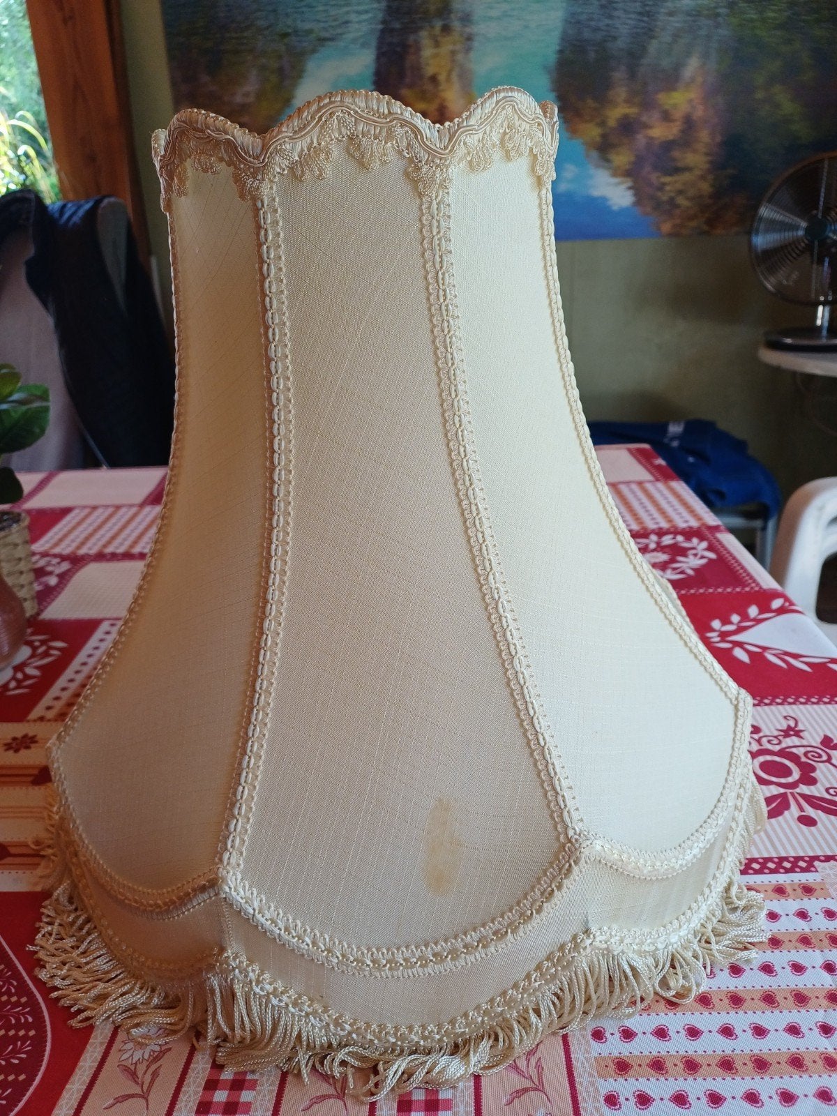 Vintage lampenkap, Ophalen of Verzenden, Gebruikt, Crème, Rond