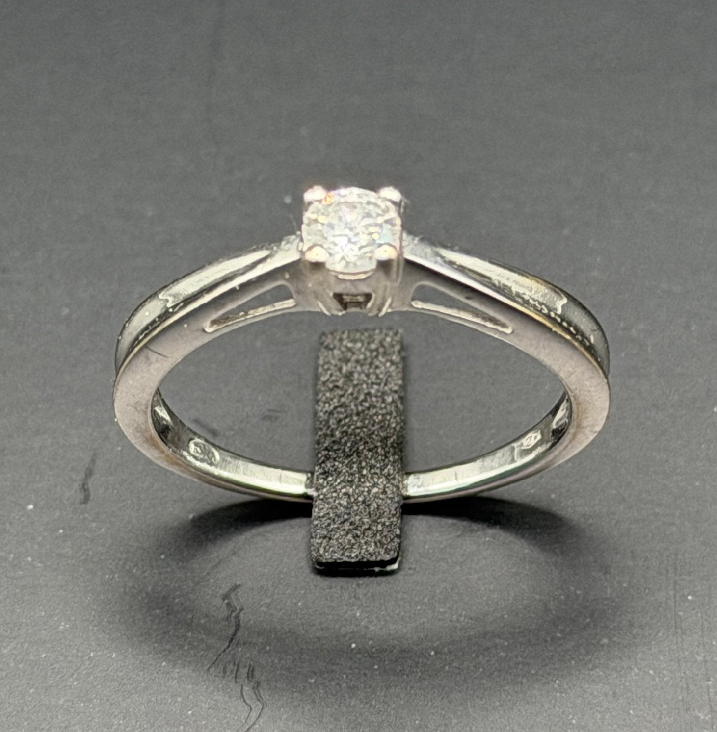 18K witgouden verlovingsring met natuurlijke diamant- 18,5mm, 18 tot 19, Ophalen of Verzenden, Met edelsteen, Dame