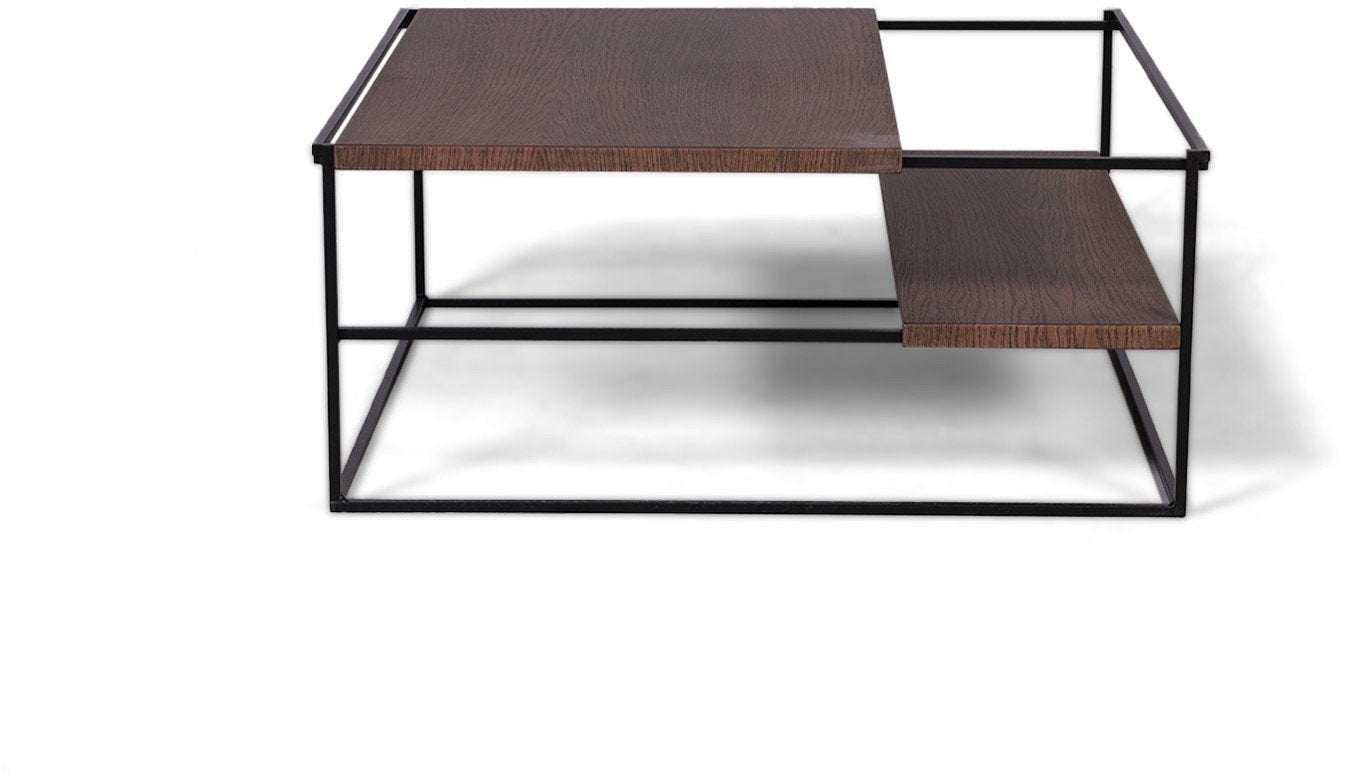 Salon tafel Passe Partout zwart stalen frame donkerbruin bla, Ophalen, Vierkant, Nieuw, 50 tot 100 cm