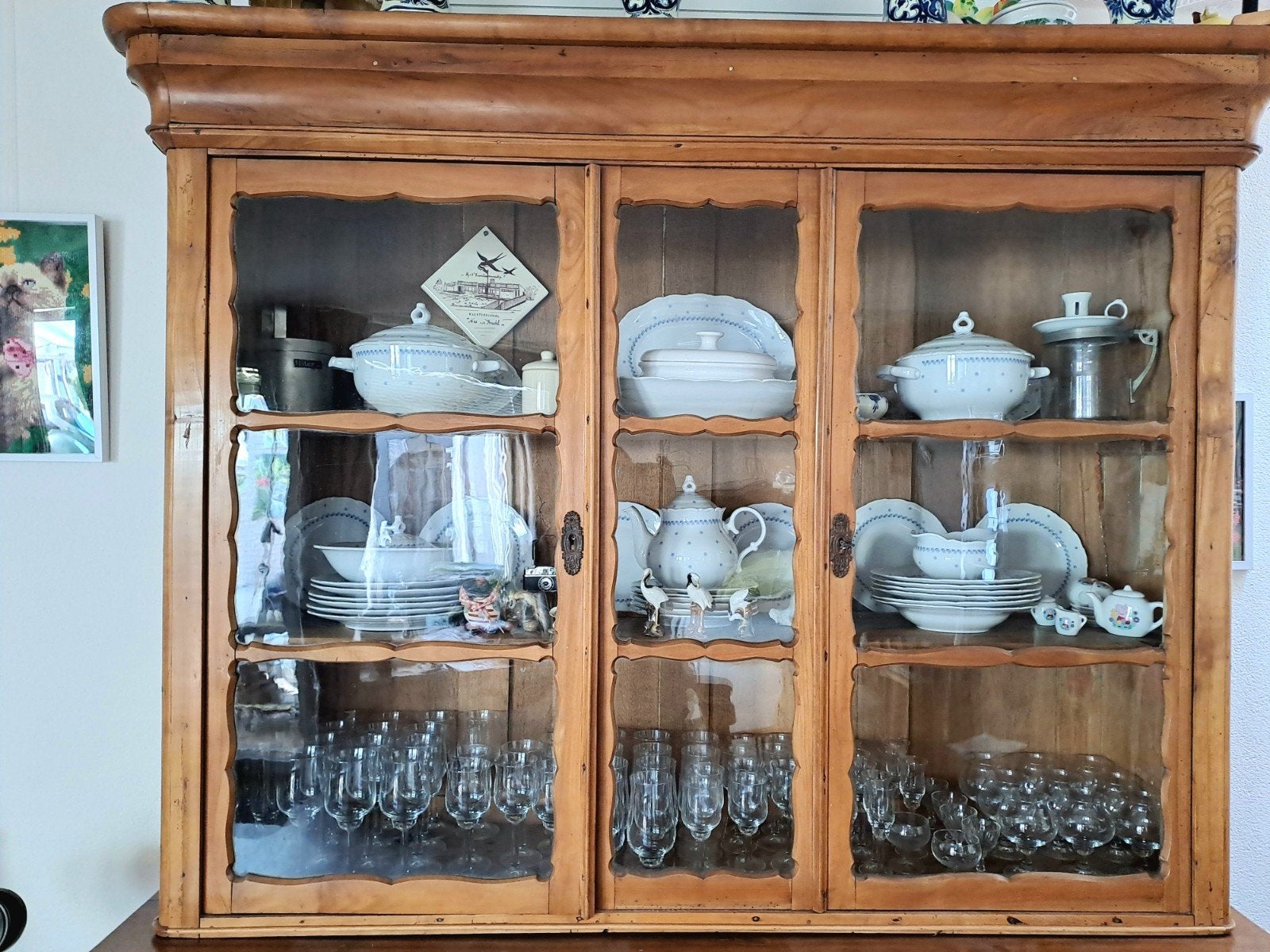 Boven vitrines kast, Ophalen, 25 tot 50 cm, Kersenhout, 100 tot 150 cm