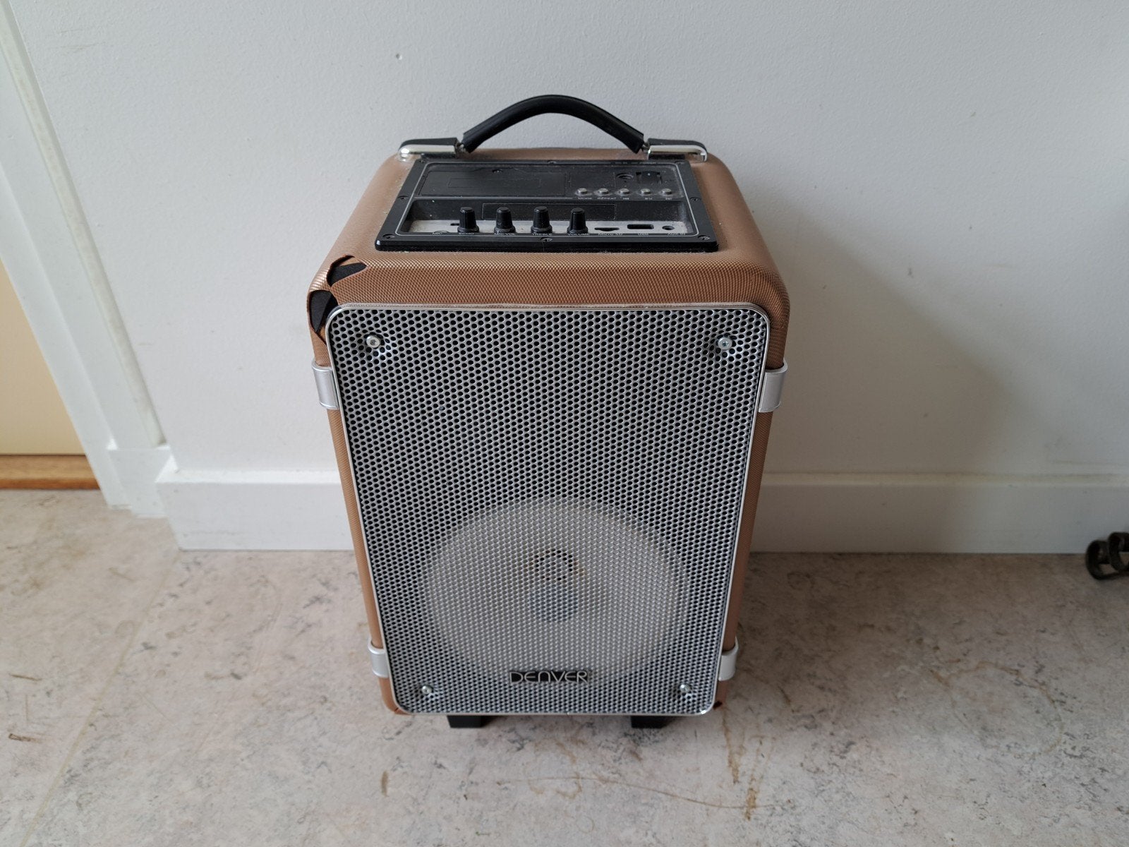 Denver TSP-150 trolley-speaker, Ophalen of Verzenden, Gebruikt, 100 watt of meer