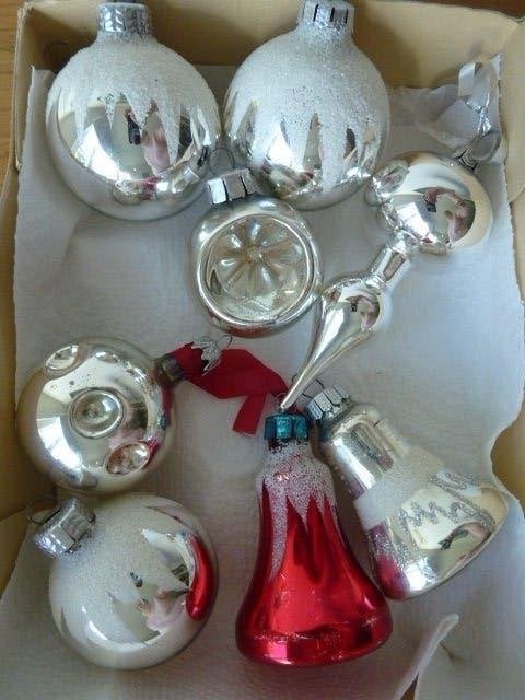 lot kerstballen zilver kleur en rood, Ophalen of Verzenden, Gebruikt