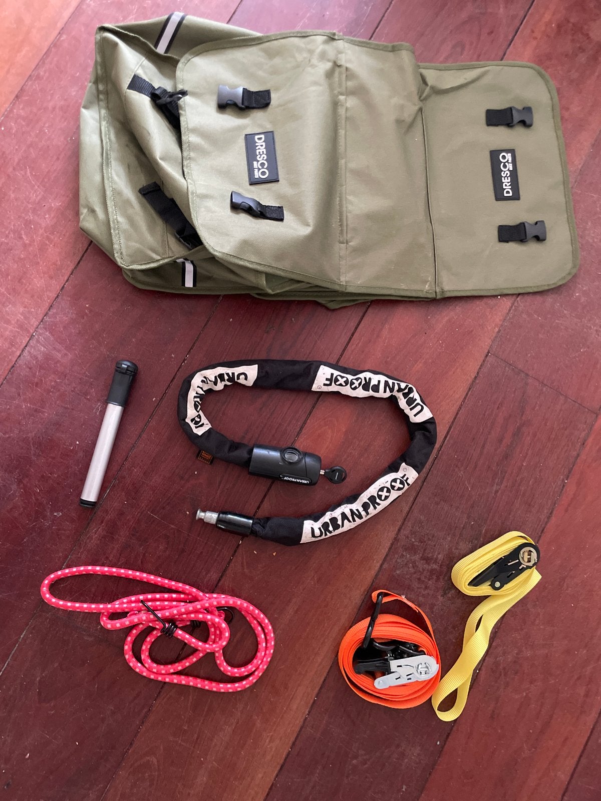 Fietsaccessoires: ART‑2 kettingslot+fietstas+pomp+spanbanden, Ophalen of Verzenden, Gebruikt