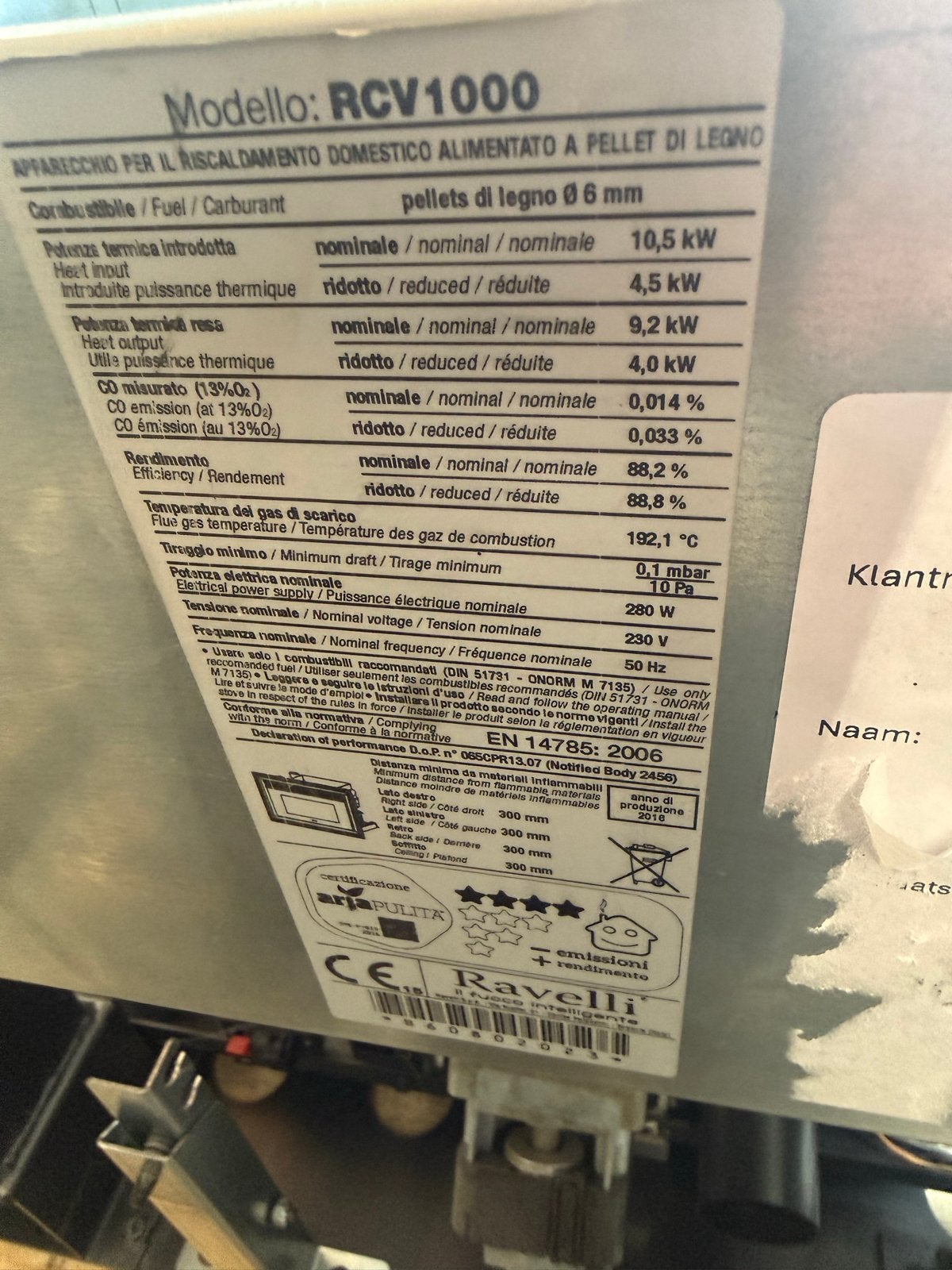 Ravelli RCV1000 Pelletkachel Inbouwhaard, Ophalen, Italie, Gebruikt, Overige soorten