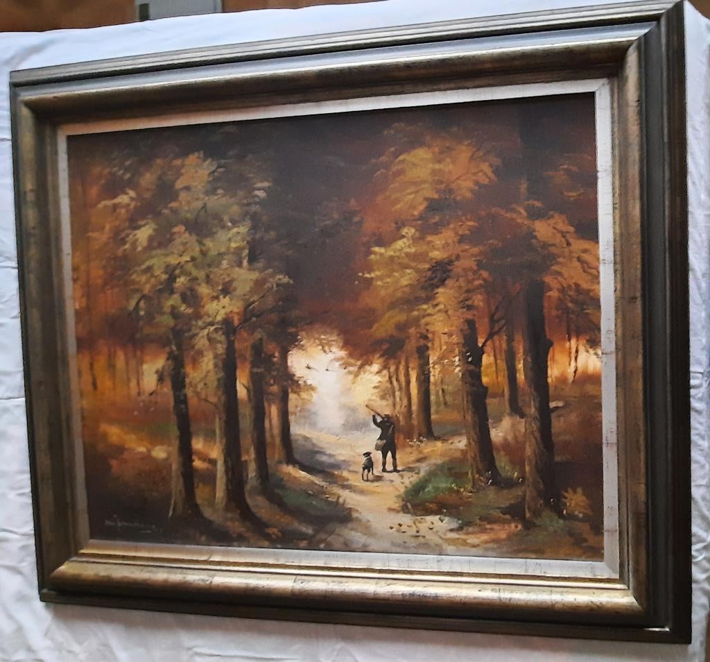 Te Koop: Schilderij - Jachttafereel, Antiek en Kunst, Ophalen