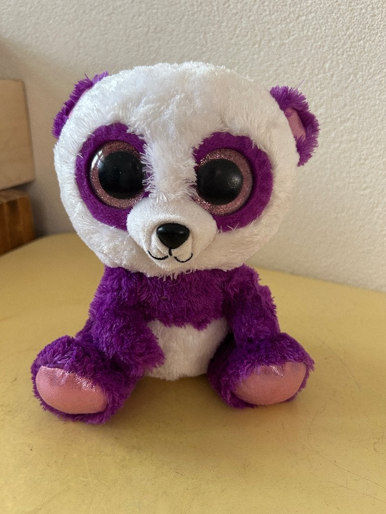 Ty Beanie Boos paarse pluche panda Boom Boom, Paars, Gebruikt, Beer, Ophalen of Verzenden