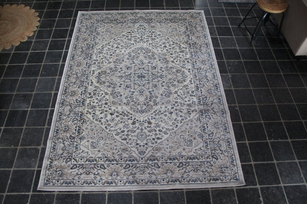 Vintage Perzisch vloerkleed Vogue beige zand 170 x 240 cm., Ophalen, 150 tot 200 cm, Beige, Rechthoekig
