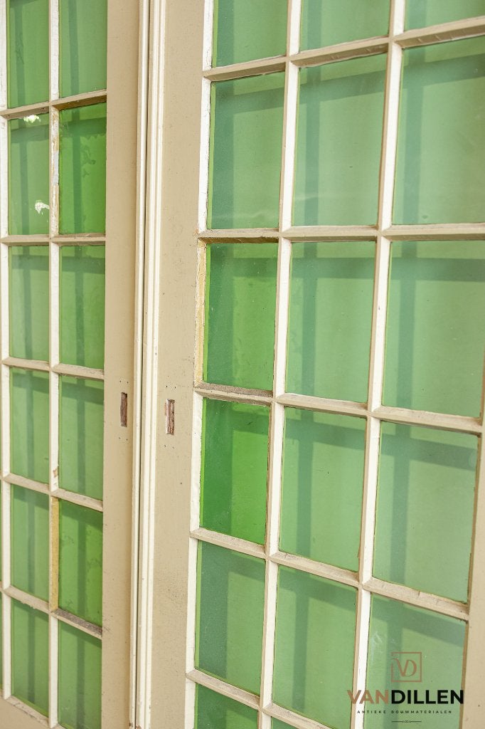 Oude ensuite schuifdeuren kleur glas in roedeverdeling, 120 cm of meer, Binnendeur, Ophalen of Verzenden, Zo goed als nieuw
