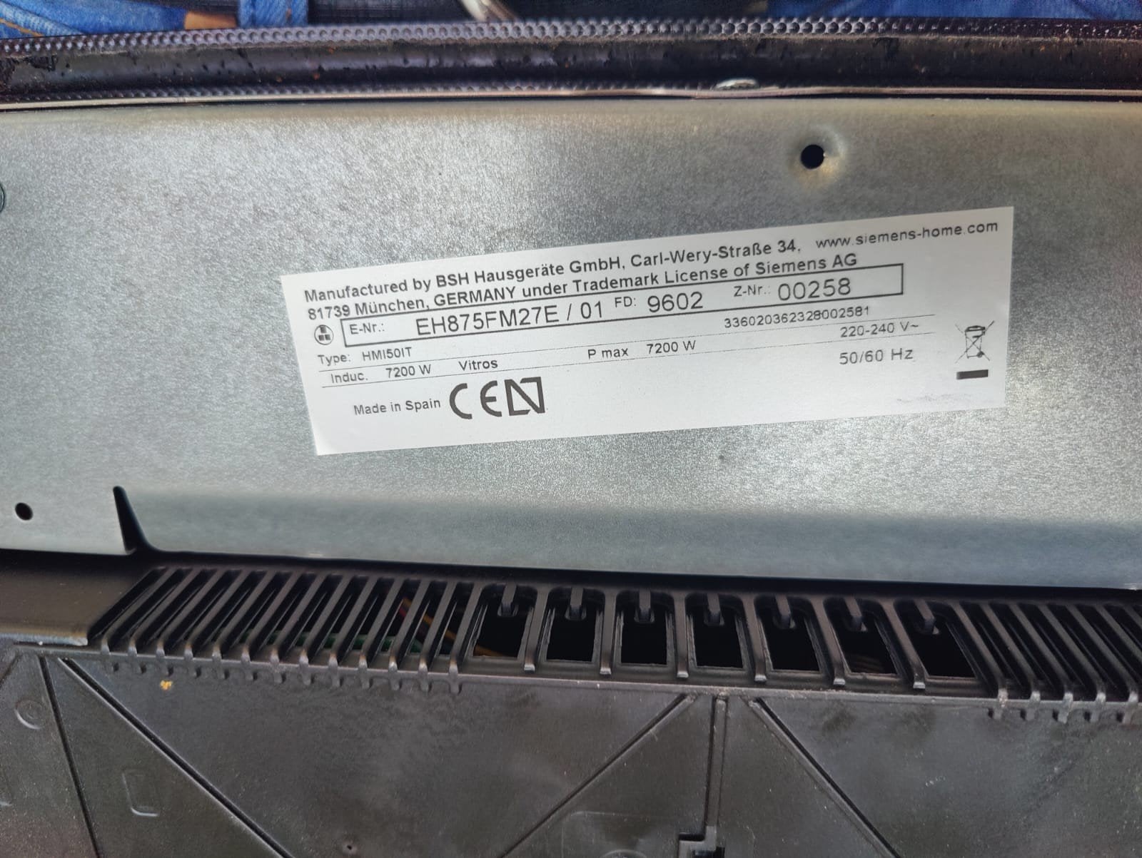 Siemens Inductiekookplaat EH875FM27E/01 - 5 Kookzones, Gebruikt, Ophalen of Verzenden, Inbouw, Inductie