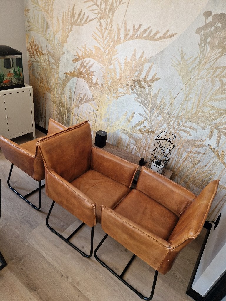 Eetkamer stoelen echt leer, Huis en Inrichting, Stoelen, Ophalen, Bruin, Landelijk, vintage, Leer