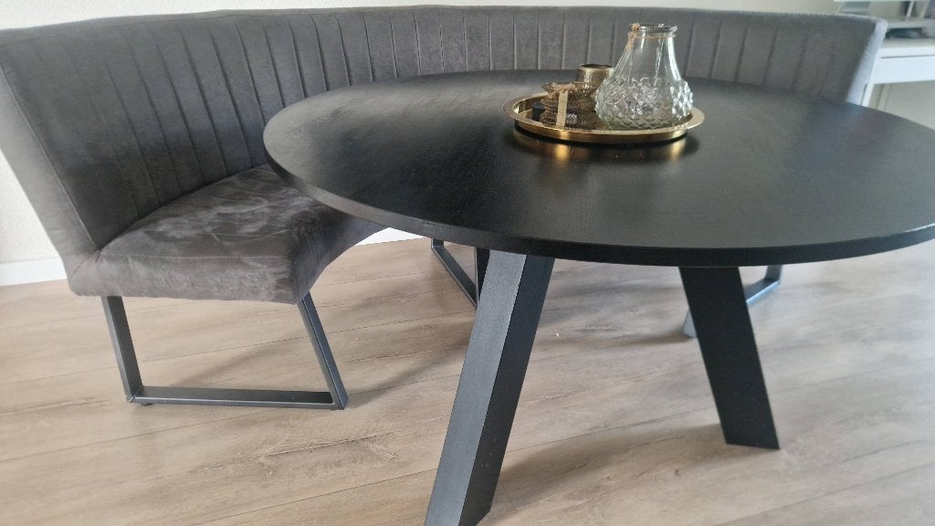 Ronde eetkamerbank Hengelo, Ophalen, 100 tot 125 cm, Zo goed als nieuw, Stof