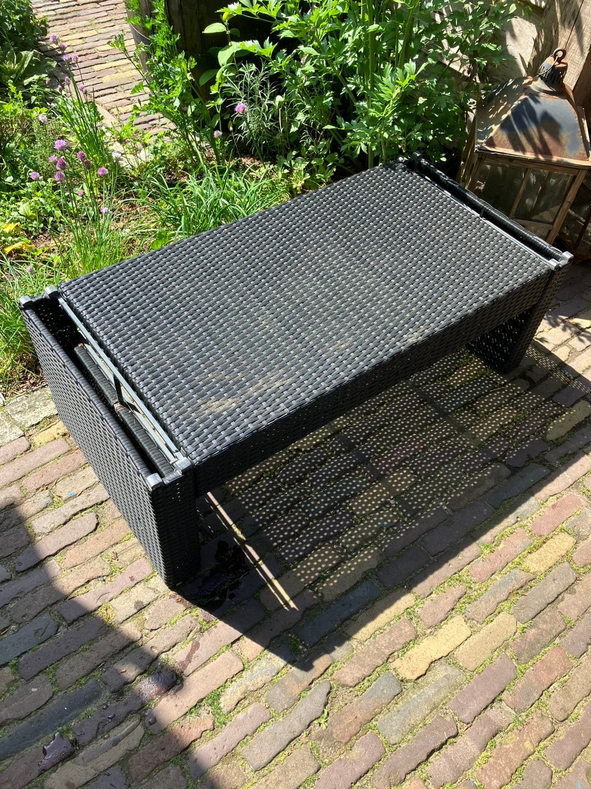 Gratis salontafel tuin antraciet, Ophalen, Gebruikt, Rechthoekig, Kunststof