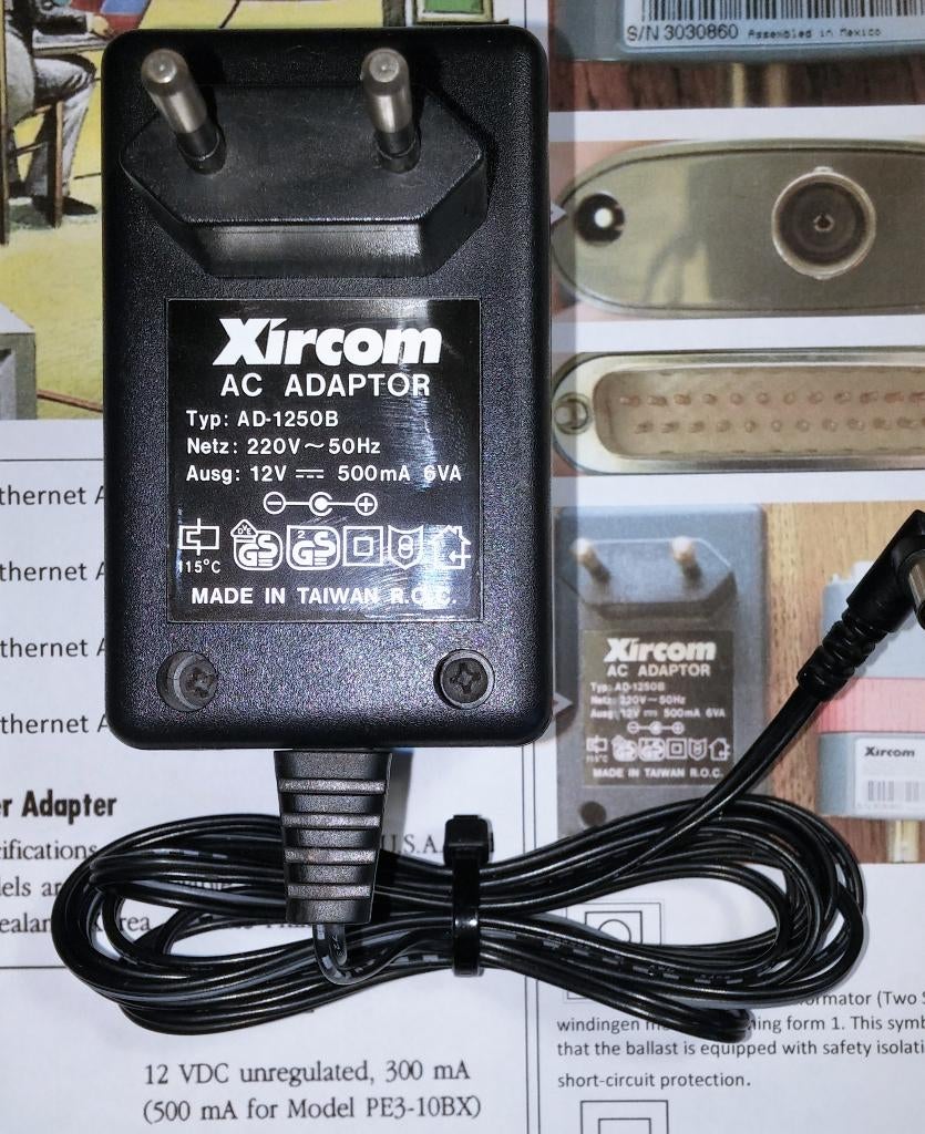 Xircom AD-1250B 12V 0.5A 6W Lineaire Adapter Netzteil Lader, Computers en Software, Ophalen of Verzenden, Zo goed als nieuw