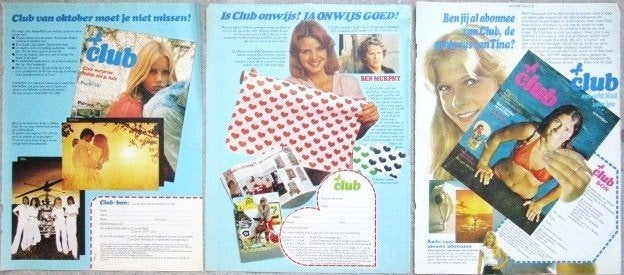 10 vintage advertenties reclames Club blad 1976-77, Ophalen of Verzenden, Gebruikt, Overige typen