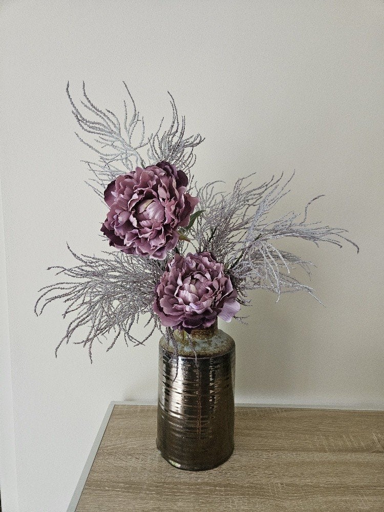 Bronzen Vaas met Paarsen bloemen en takken, Perfecte staat, Huis en Inrichting, Woonaccessoires | Vazen, Ophalen, Zo goed als nieuw