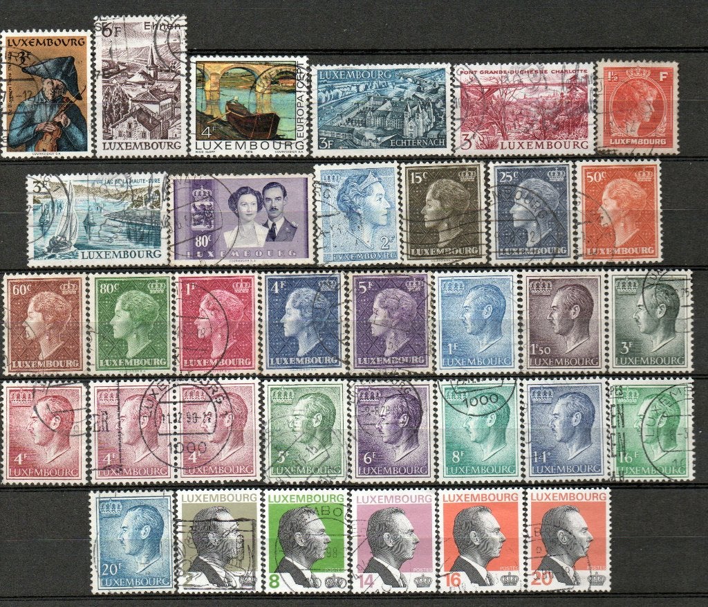 34 Postzegels uit Luxemburg gestempeld., Postzegels en Munten, Verzenden, Luxemburg, Gestempeld