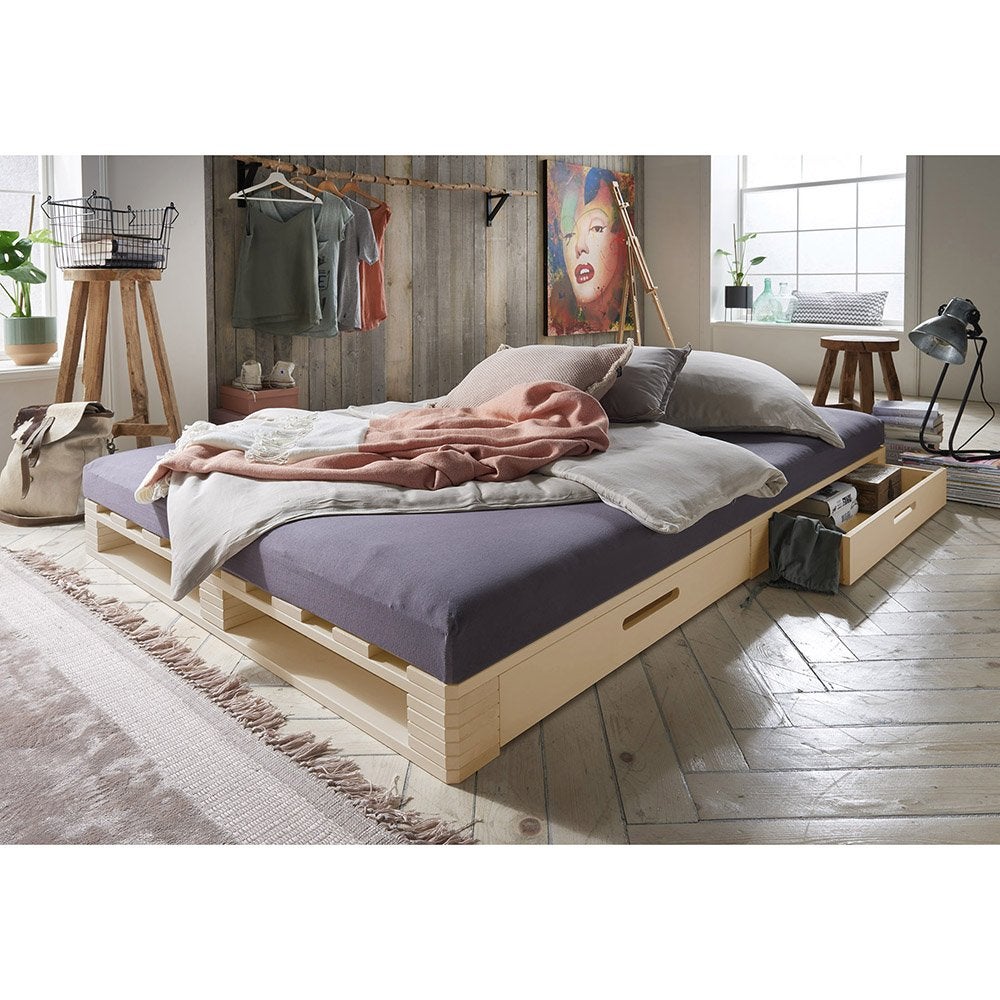 Pallet 2-persoonsbed - Naturel, Niet ingevuld, Niet ingevuld, Niet ingevuld