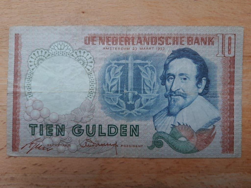 10 Gulden Hugo de Groot, Ophalen of Verzenden, 10 gulden, Los biljet