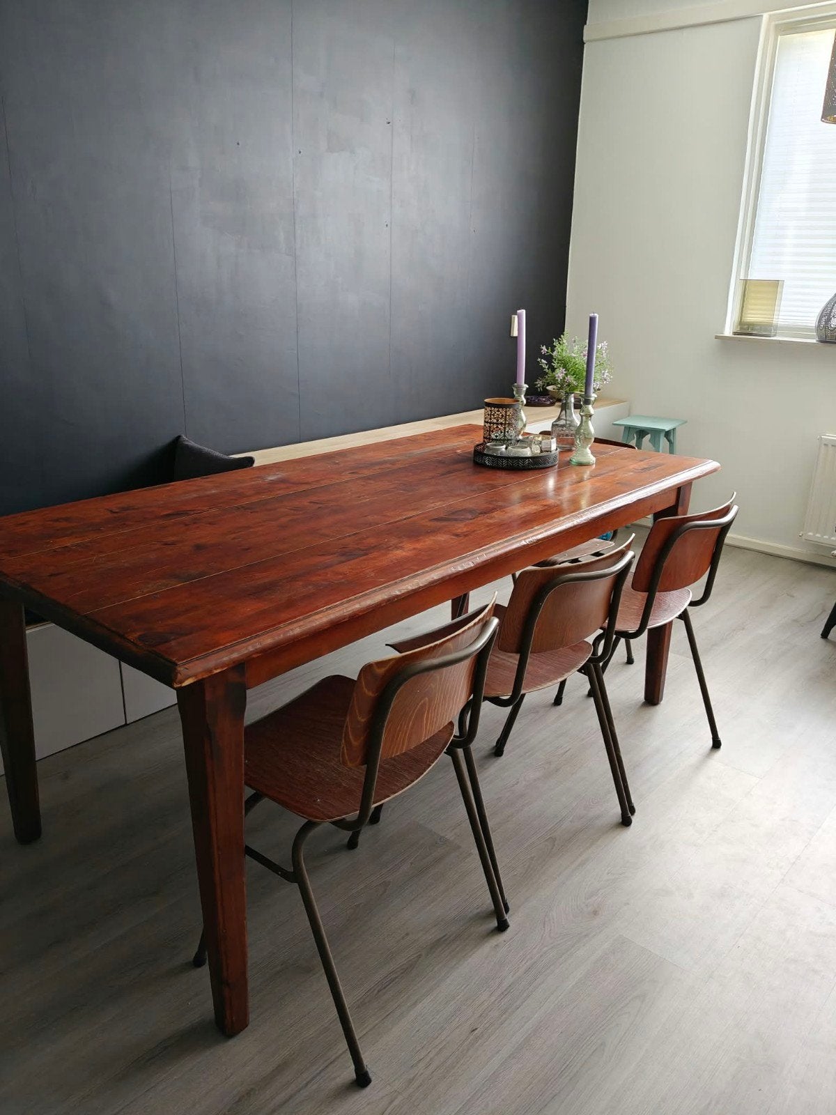 Eettafel, Huis en Inrichting, Gebruikt, Landelijke of industriële stijl, 50 tot 100 cm, 150 tot 200 cm