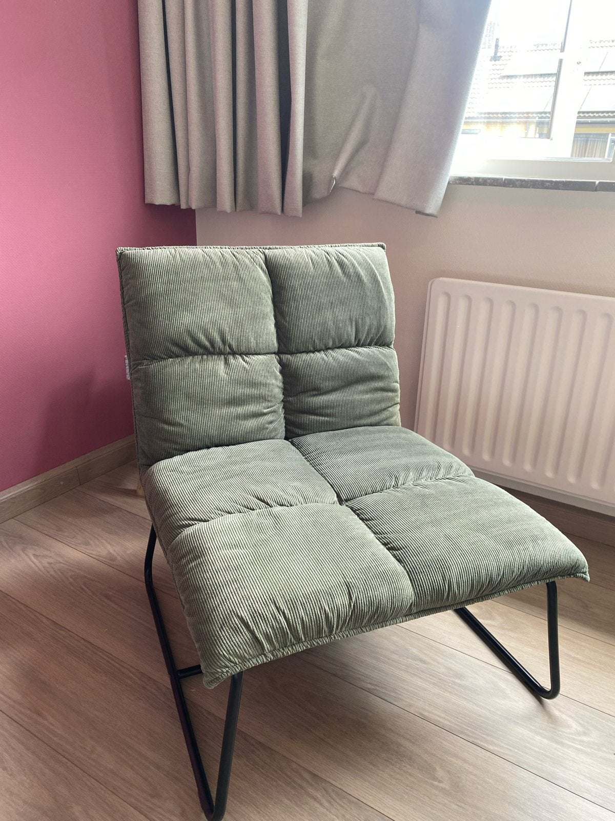 Fauteuil Olivia - Groen - 70x64x75 cm, Huis en Inrichting, Fauteuils, Ophalen, Gebruikt, Minder dan 75 cm, Stof